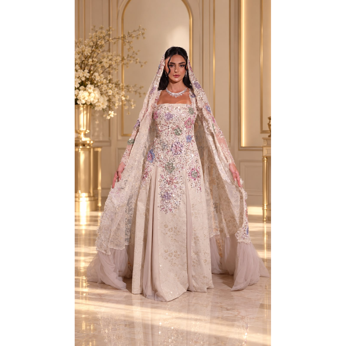 JK-135-Floral Embroidered Gowns