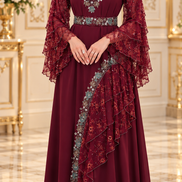 Df-767A-Pearl embellished dress