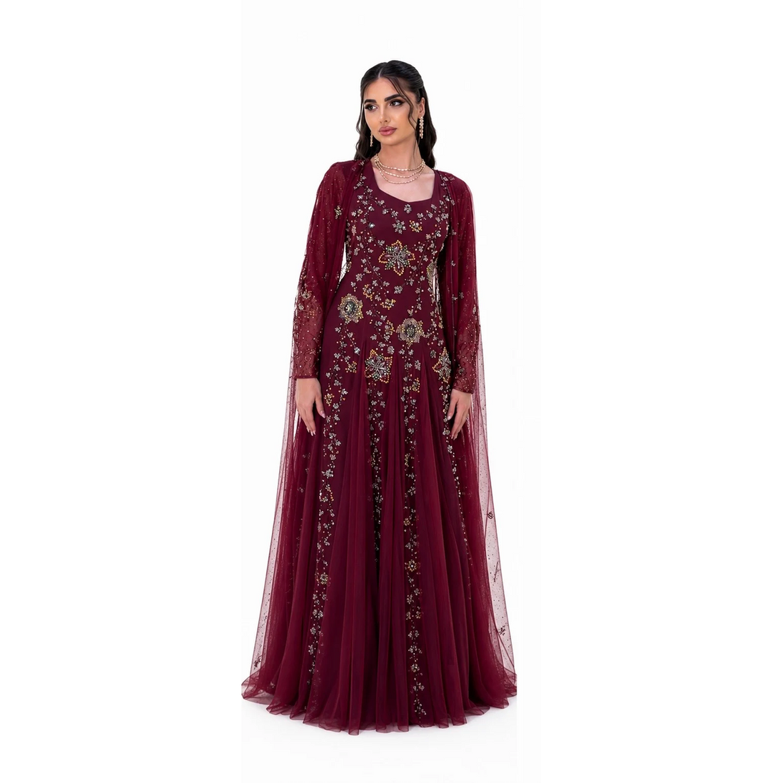 Jk-62-Lace cape dresses
