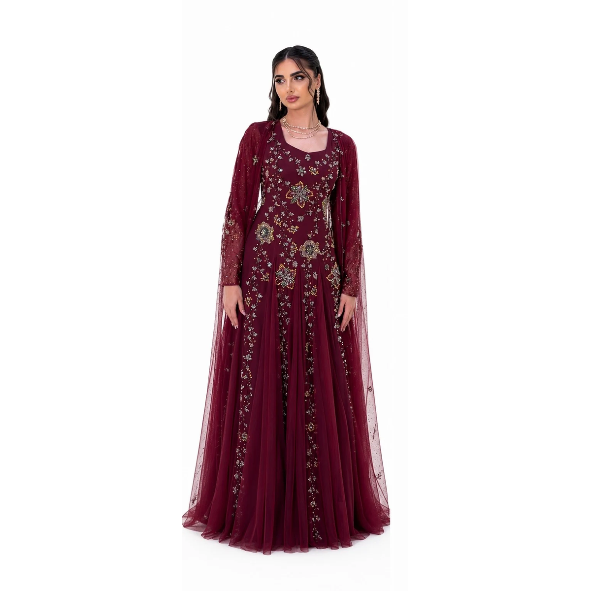 Jk-62-Lace cape dresses
