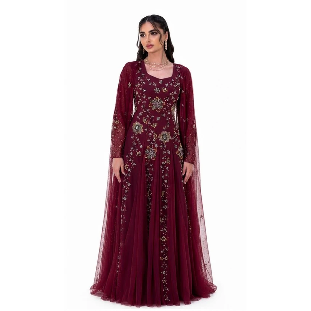 Jk-62-Lace cape dresses