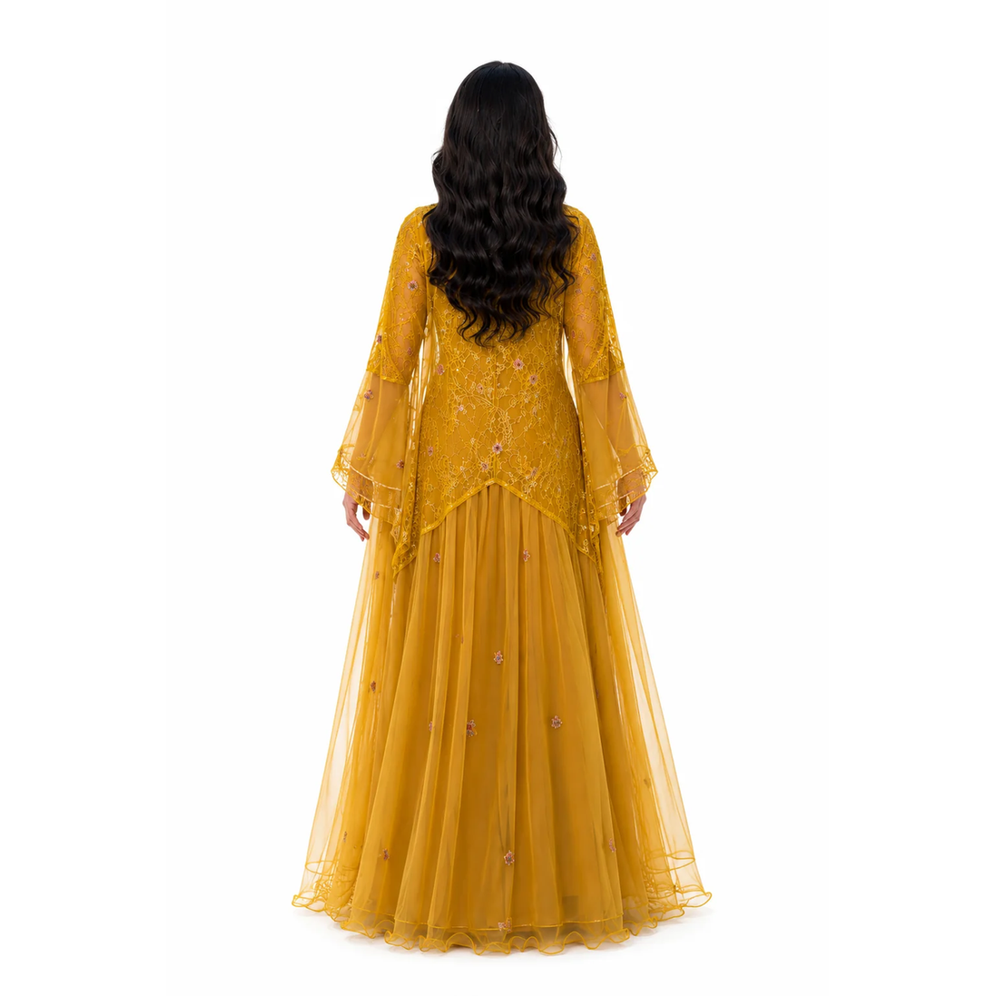 Jk-68C-Embellished tulle overlay Gown