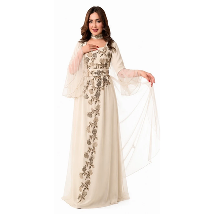 Jk-58A-Flared sleeves dresses