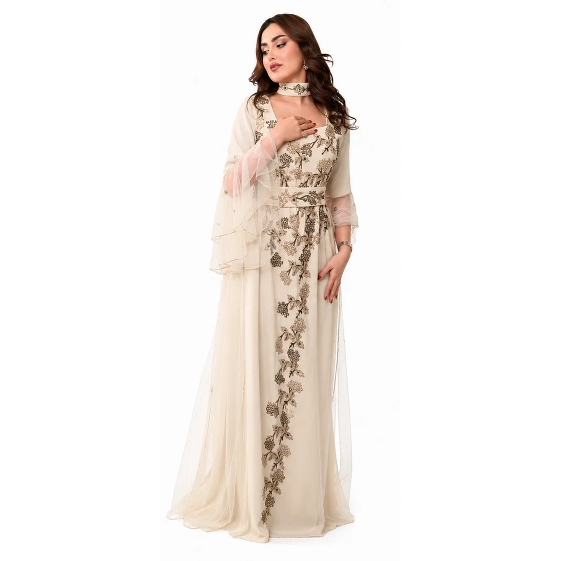 Jk-58A-Flared sleeves dresses