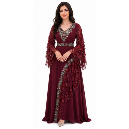 Df-767A-Pearl embellished dress