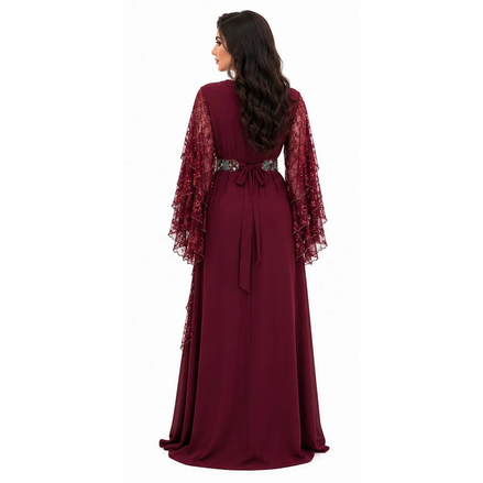 Df-767A-Pearl embellished dress