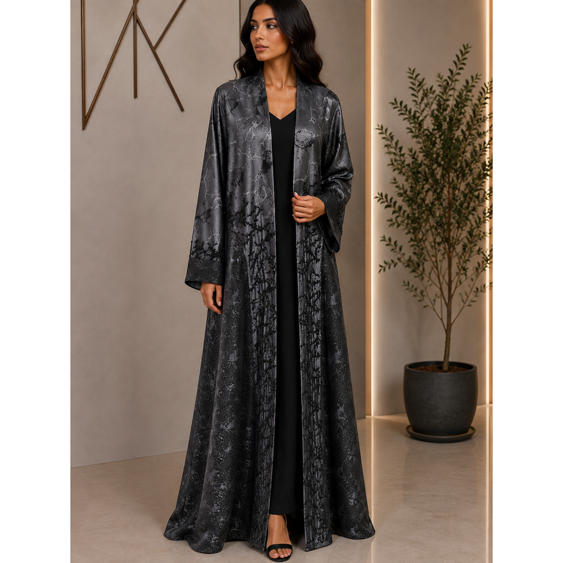 Af-631-Burnt gray Abaya