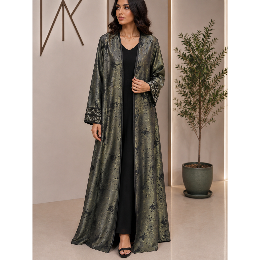 AF-630-Burnt green Abaya