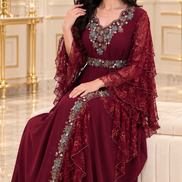 Df-767A-Pearl embellished dress