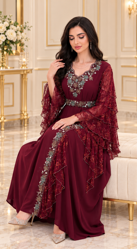 Df-767A-Pearl embellished dress