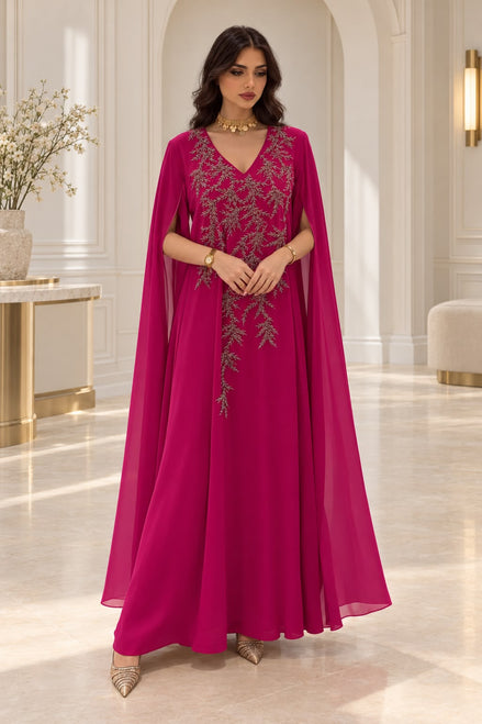 JK-07A Embellished Cape Dresses