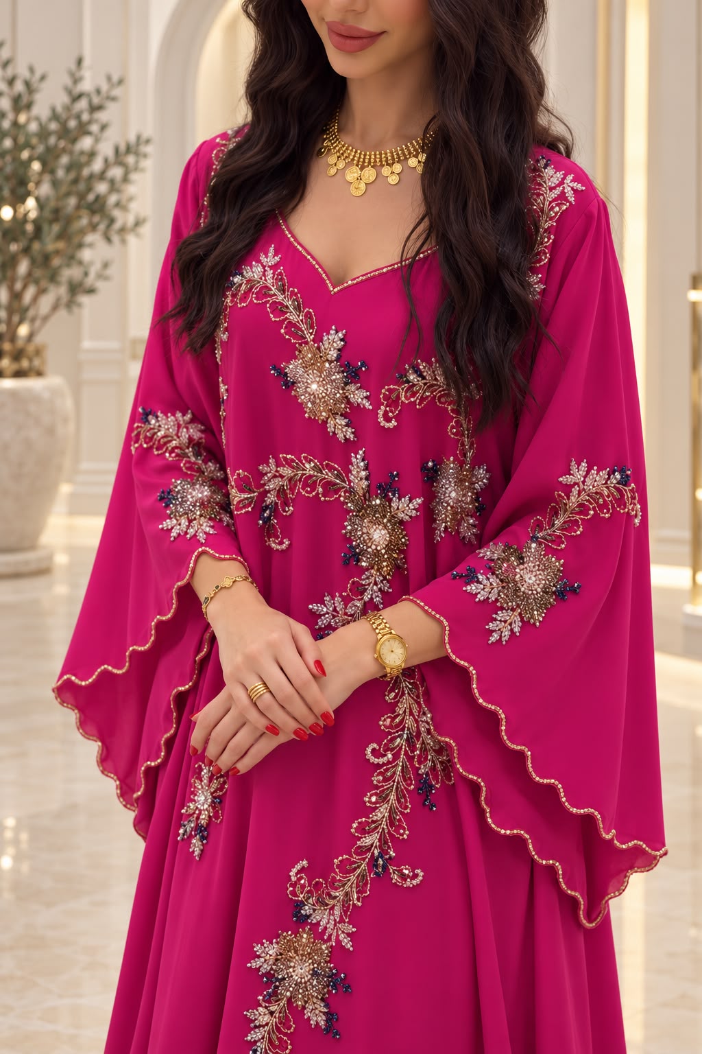 DF-195B Embellished Kaftan Dresses