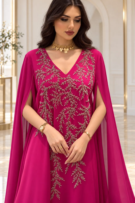 JK-07A Embellished Cape Dresses