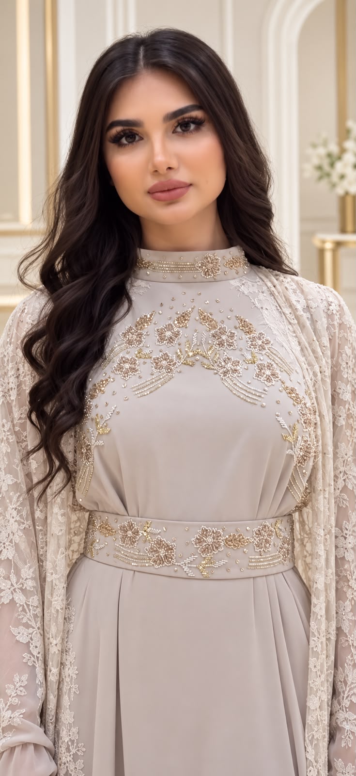 DF-654/DF-654A Lace Cape Evening Dresses
