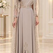 DF-654/DF-654A Lace Cape Evening Dresses