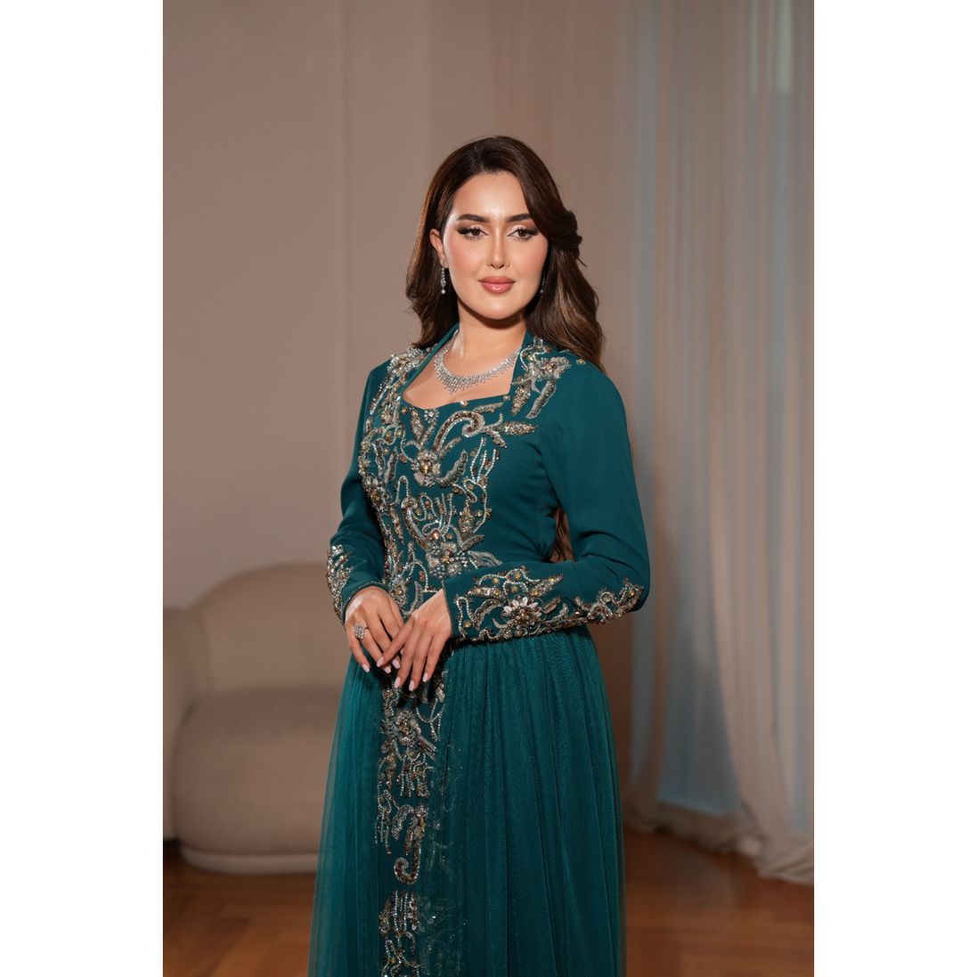JK-114-Embroidered A-Line Gowns