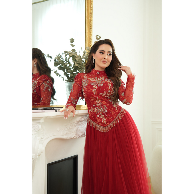 JK-101-High-Neck Embellished Gowns