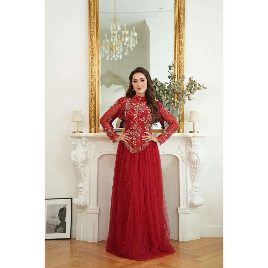 JK-101-High-Neck Embellished Gowns