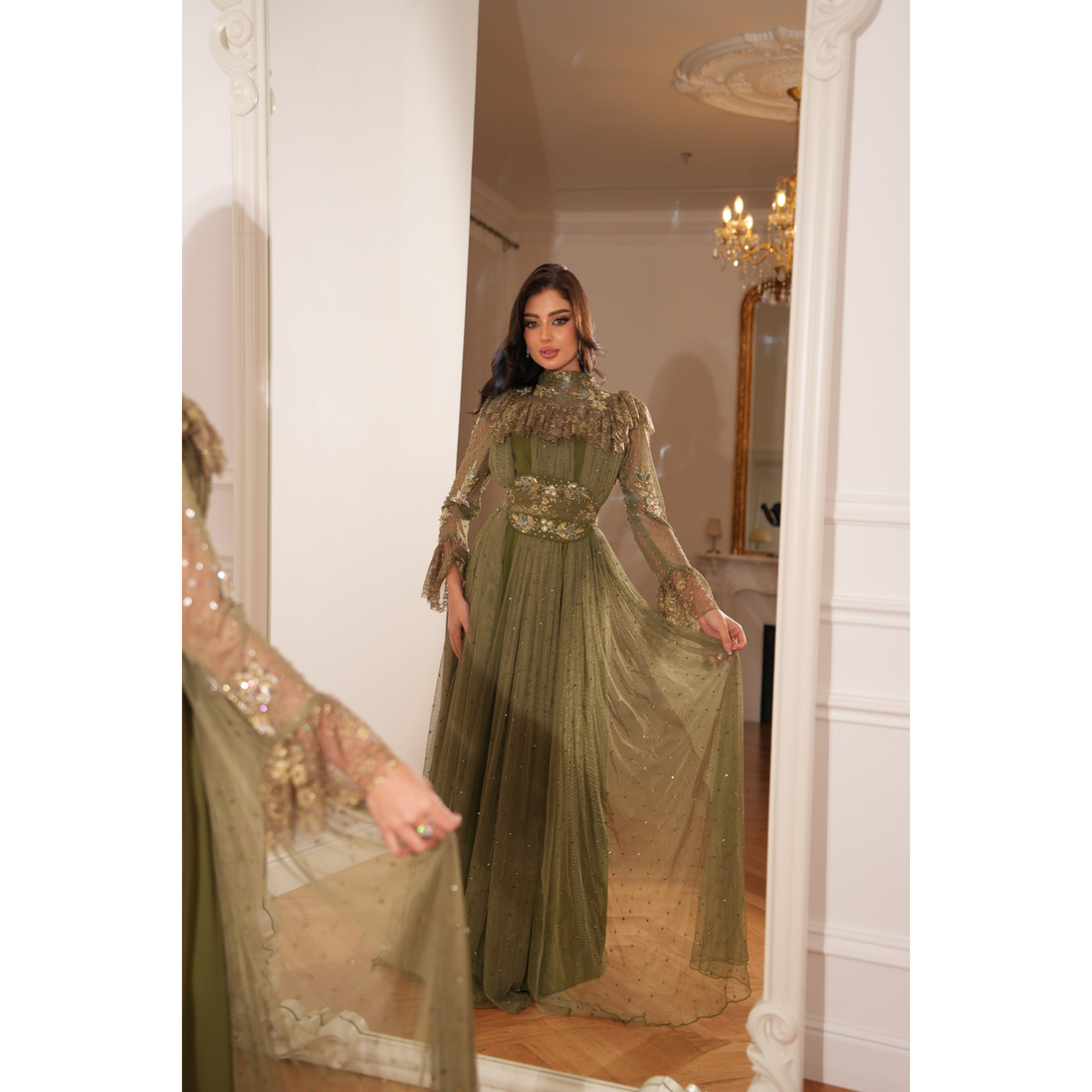 JK-103-Ruffled & Belted Gowns