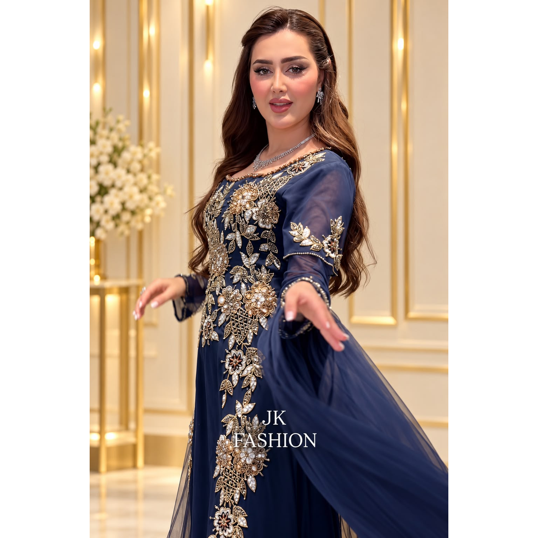 JK-100-Tulle Overlay Gowns